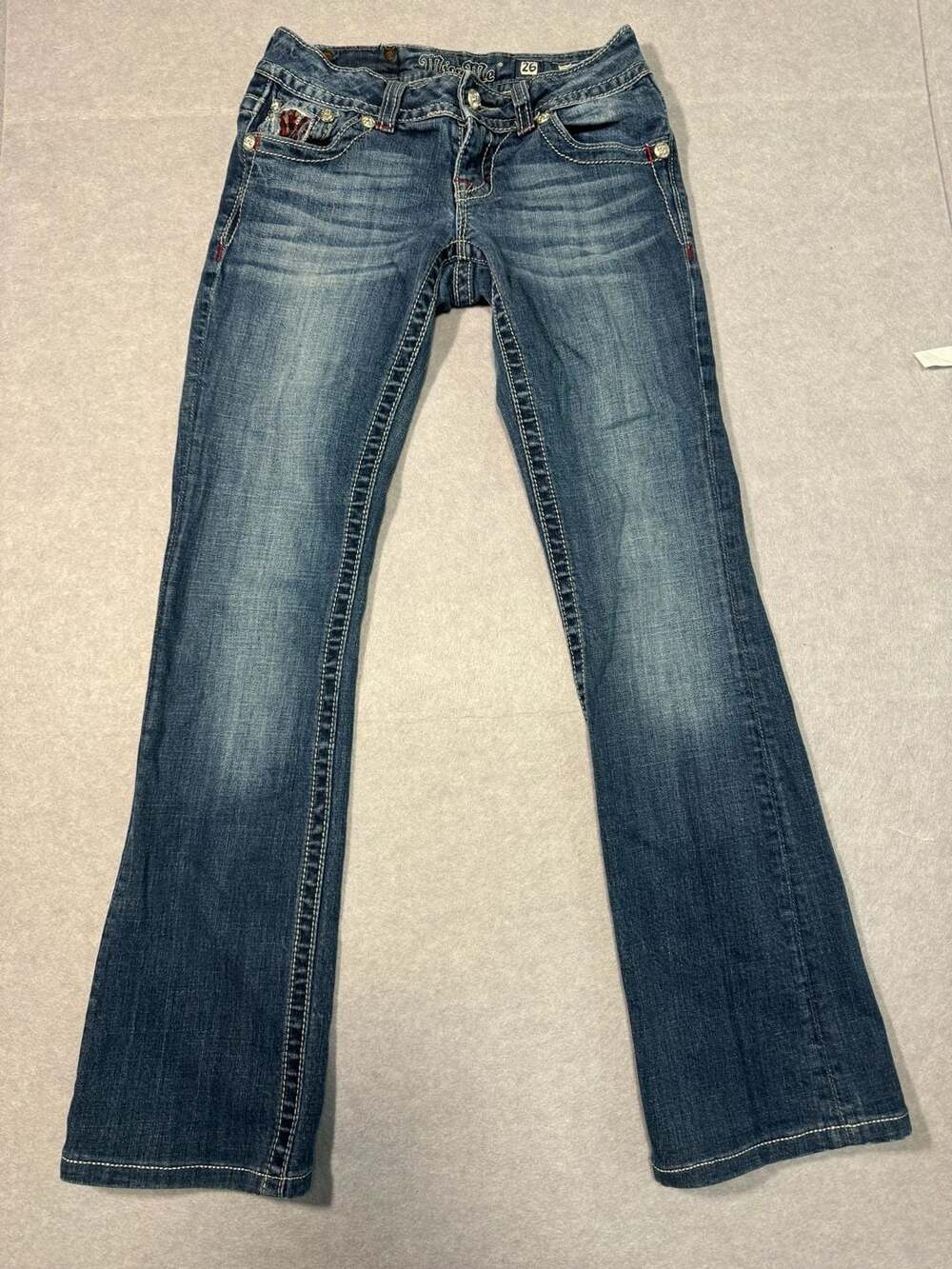 Miss Me Jeans Womens 26 Blue Denim JE5152B2X Boot Cut Distressed Buckle VGUC